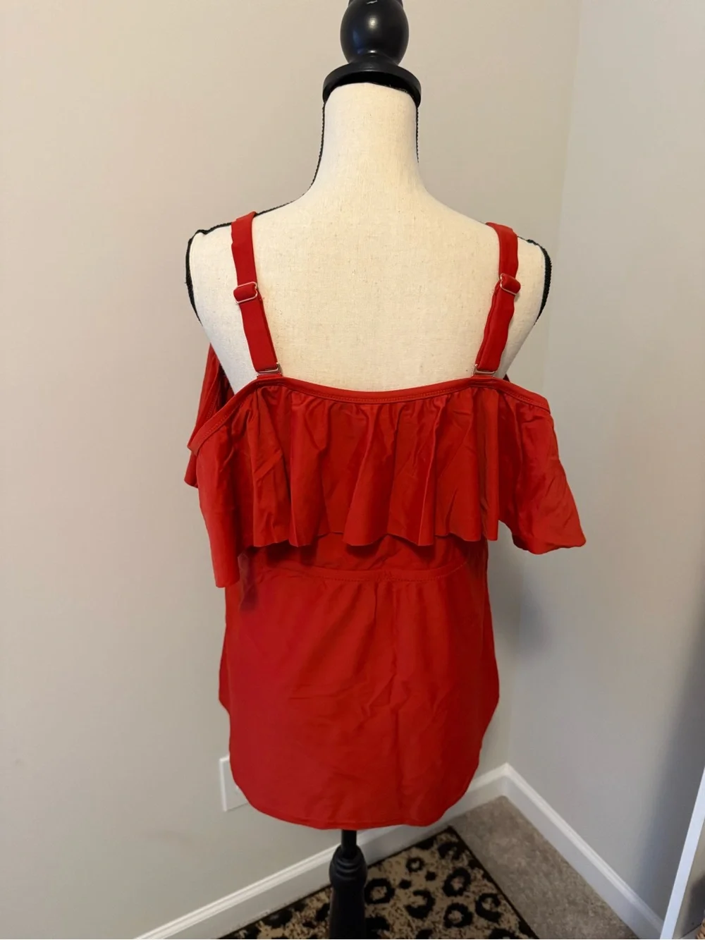 Swim Red Off-Shoulder Ruffle & Lattice Top - Picture 5 of 11